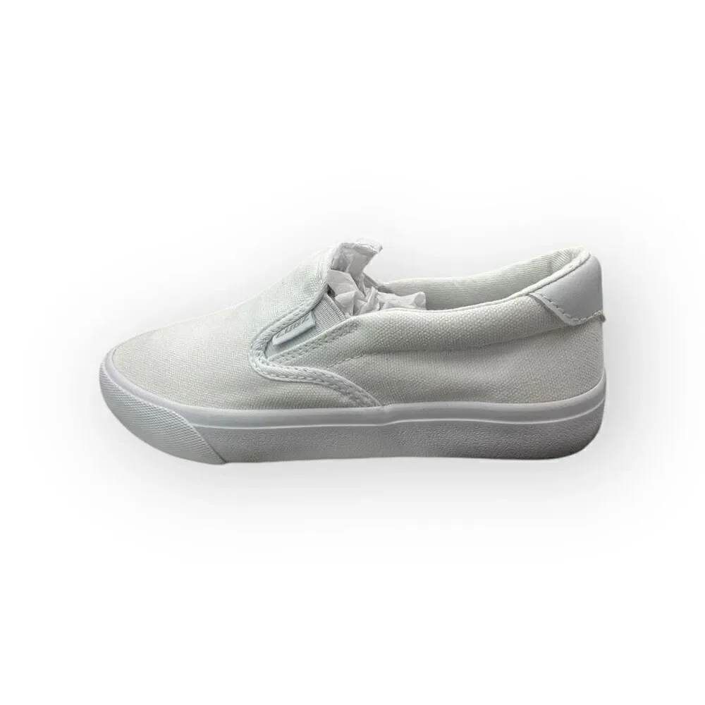 Lugz Womens Clipper Slip On Canvas Sneakers Shoes White Size 5.5M